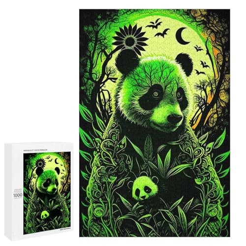 1000 teiliges Panda Puzzle für Erwachsene Holzpuzzle anspruchsvolles Spiel (75 x 50 cm) von linghhiming