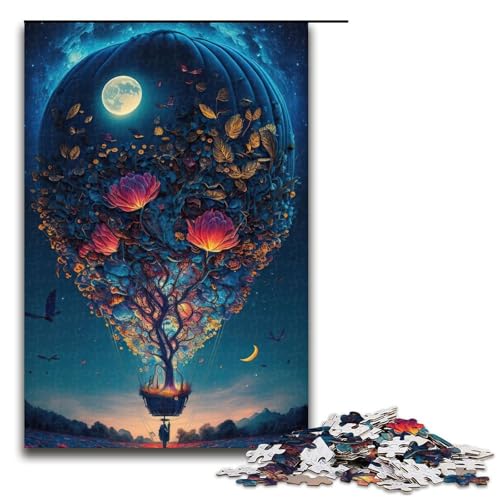 1000 teiliges Puzzle „Ballon im Weltraum für Erwachsene und Kinder Holzpuzzle pädagogisches Spielzeug zum Stressabbau (75 x 50 cm) von linghhiming