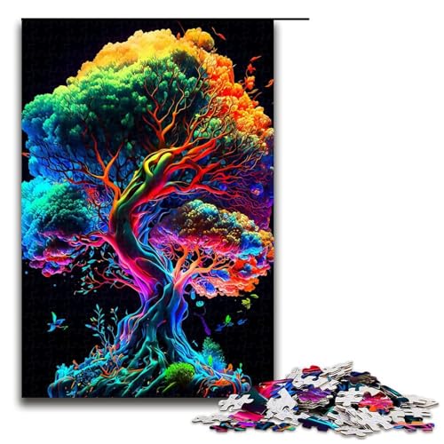 1000 teiliges Puzzle „Baum bunt 14 Puzzleteile für Erwachsene Holzpuzzle anspruchsvolles Spiel (75 x 50 cm) von linghhiming