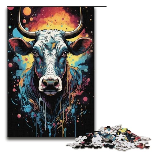 1000-teiliges Puzzle „Bunte Kühe“ für Erwachsene Papierpuzzle anspruchsvolles Spiel 1000 Teile (38 x 26 cm) von linghhiming