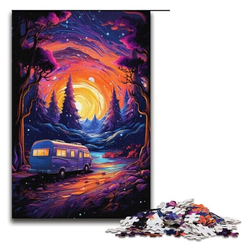 1000-teiliges Puzzle „Buntes Auto bei Nacht“ Geschenke Puzzle für Erwachsene Weihnachtswunschliste mit Weihnachtsmann für Teenager ab 14 Jahren 1000 Teile (38 x 26 cm) von linghhiming