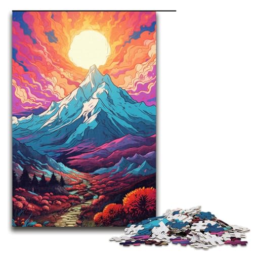 1000 teiliges Puzzle „Die farbenfrohe Psychedelia des Berges Elbrus Holzpuzzle Lernspiele Heimdekoration 75 x 50 cm von linghhiming