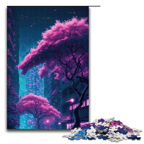 1000 teiliges Puzzle „Neonlandschaft () Puzzle aus Holz Lernspiele Heimdekoration (75 x 50 cm) von linghhiming