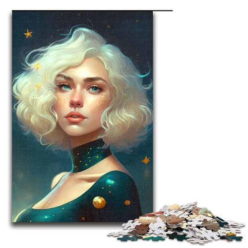 1000 teiliges Puzzle „Schönes Mädchen Holzpuzzle Lernspiele Heimdekoration (75 x 50 cm) von linghhiming