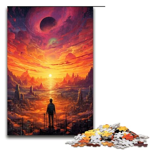 1000 teiliges Puzzle „Stadt unter Sonnenuntergang“ für Erwachsene und Kinder Holzpuzzle pädagogisches Spielzeug zum Stressabbau 75 x 50 cm von linghhiming