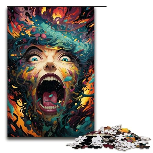 1000 teiliges Puzzle „Überraschte Frau für Erwachsene Holzpuzzle anspruchsvolles Spiel 75 x 50 cm von linghhiming