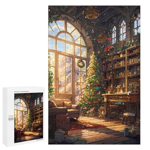 1000 teiliges Puzzle „Weihnachtsstimmung“ für Erwachsene rundes Holzpuzzle anspruchsvolles Spiel (75 x 50 cm) von linghhiming