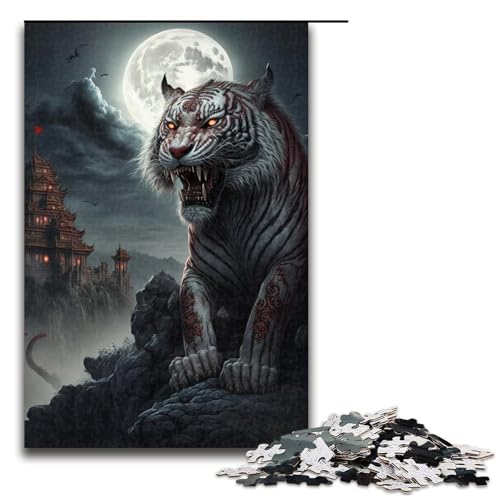 1000 teiliges Puzzle „Weißer Tiger für Erwachsene Holzpuzzle anspruchsvolles Spiel (75 x 50 cm) von linghhiming