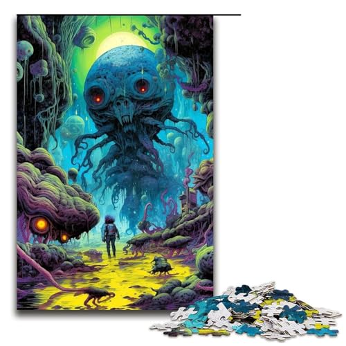 1000 teiliges Puzzle „Weltraummonster Holzpuzzle Lernspiele Heimdekoration (75 x 50 cm) von linghhiming