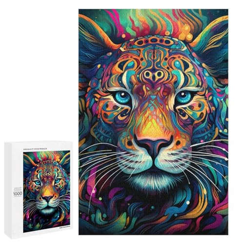 1000 teiliges Puzzle Afrikanischer Leopard für Erwachsene Holzpuzzle anspruchsvolles Spiel 75 x 50 cm von linghhiming