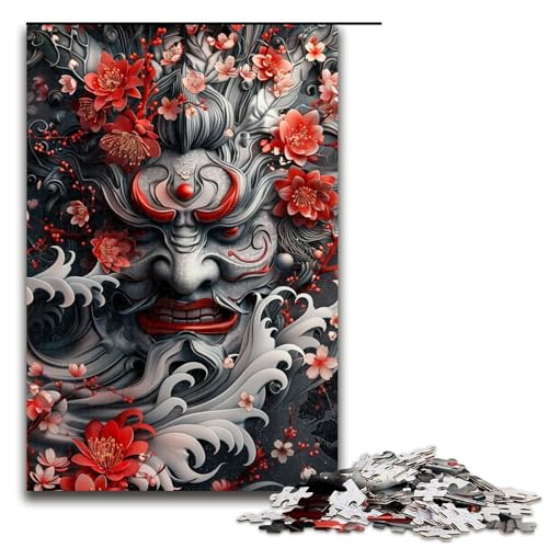 1000 teiliges Puzzle Alte japanische Masken für Erwachsene Holzpuzzle anspruchsvolles Spiel 1000 Teile (75 x 50 cm) von linghhiming