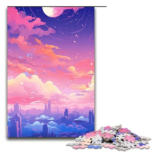 1000 teiliges Puzzle Anime Bunte Wolken für Erwachsene und Kinder Holzpuzzle pädagogisches Spielzeug zum Stressabbau Puzzle 1000 Teile (75 x 50 cm) von linghhiming