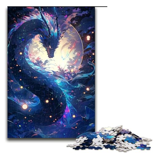 1000 teiliges Puzzle Anime Kunst Drache für Erwachsene und Kinder Holzpuzzle pädagogisches Spielzeug zum Stressabbau Puzzle 1000 Teile (75 x 50 cm) von linghhiming