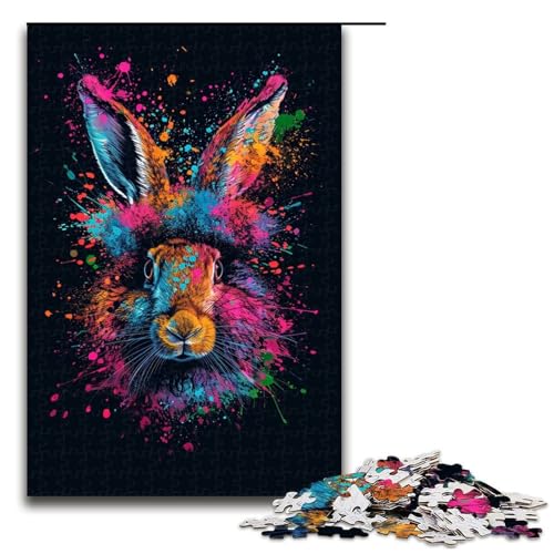 1000 teiliges Puzzle Art Bunny Puzzle für Erwachsene Holzpuzzle anspruchsvolles Spiel 1000 Teile (75 x 50 cm) von linghhiming