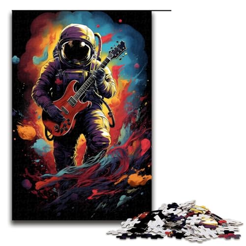 1000 teiliges Puzzle Astronaut spielt Gitarre Puzzle für Erwachsene Holzpuzzle anspruchsvolles Spiel 75 x 50 cm von linghhiming