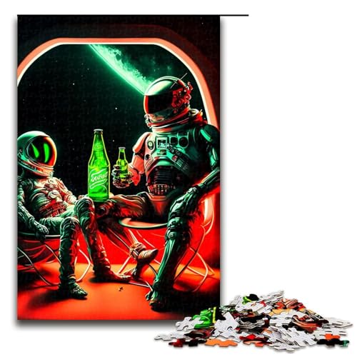 1000 teiliges Puzzle Astronauten Puzzle für Erwachsene Holzpuzzle anspruchsvolles Spiel (75 x 50 cm) von linghhiming