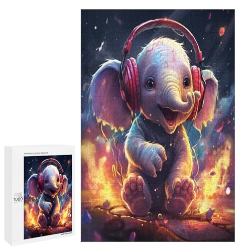 1000 teiliges Puzzle Elefantenbaby Puzzle für Erwachsene Holzpuzzle anspruchsvolles Spiel 75 x 50 cm von linghhiming