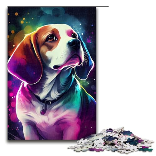 1000 teiliges Puzzle Beagle Hund buntes Puzzle für Erwachsene Holzpuzzle anspruchsvolles Spiel (75 x 50 cm) von linghhiming