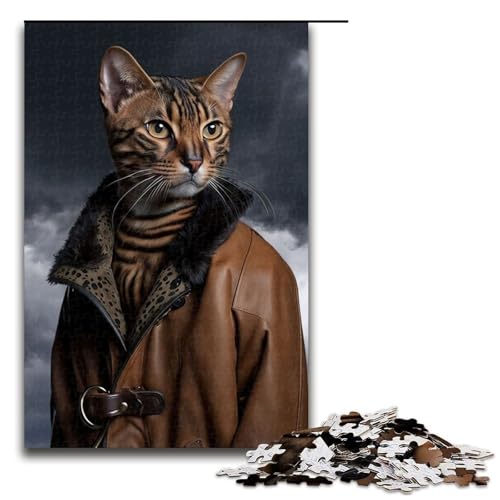 1000 teiliges Puzzle Bengalkatze fotogenes Puzzle für Erwachsene und Kinder Holzpuzzle pädagogisches Spielzeug zum Stressabbau (75 x 50 cm) von linghhiming