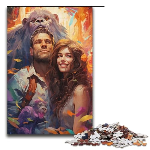 1000 teiliges Puzzle Besitzer und Tiere für Erwachsene Papierpuzzle anspruchsvolles Spiel 1000 Teile (38 x 26 cm) von linghhiming