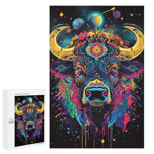 1000 teiliges Puzzle Bisonbulle für Erwachsene Holzpuzzle anspruchsvolles Spiel 75 x 50 cm von linghhiming