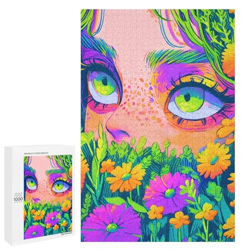 1000 teiliges Puzzle Blumenmädchen für Erwachsene Holzpuzzle anspruchsvolles Spiel (75 x 50 cm) von linghhiming