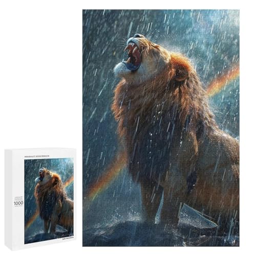 1000 teiliges Puzzle Brüllender Löwe für Erwachsene und Kinder Holzpuzzle pädagogisches Spielzeug zum Stressabbau (75 x 50 cm) von linghhiming