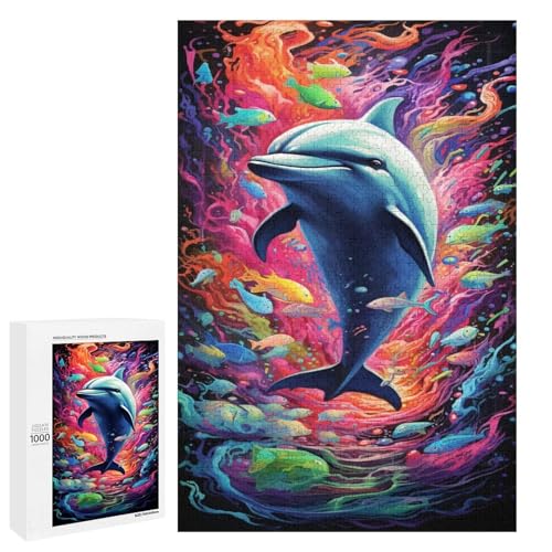 1000 teiliges Puzzle Bunte Delfine Puzzle für Erwachsene Holzpuzzle Herausforderndes Spiel 75x50cm 1000 teiliges Puzzle Bunte Delfine Puzzle für Erwachsene Holzpuzzle Herausforderndes Spiel 75x50cm von linghhiming