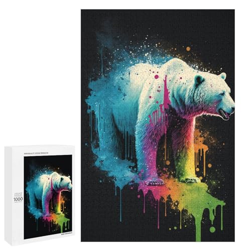 1000 teiliges Puzzle Bunte Eisbären für Erwachsene und Kinder Holzpuzzle pädagogisches Spielzeug zum Stressabbau (75 x 50 cm) von linghhiming