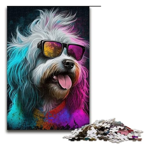 1000 teiliges Puzzle Bunte Hunde für Erwachsene Holzpuzzle anspruchsvolles Spiel 1000 Teile (75 x 50 cm) von linghhiming
