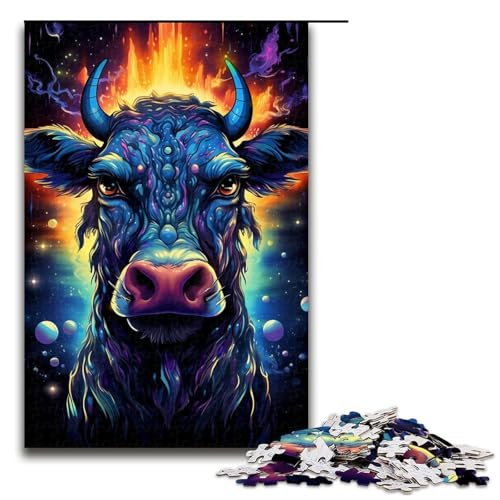 1000-teiliges Puzzle Bunte Kühe Puzzle für Erwachsene Holzpuzzle Familienspiele 1000 Teile (75 x 50 cm) von linghhiming