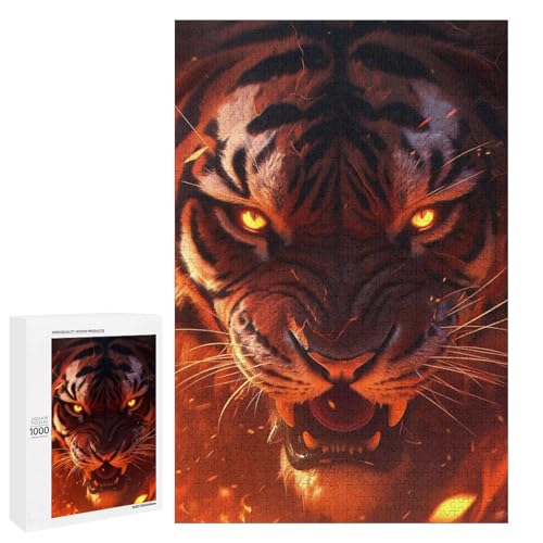 1000 teiliges Puzzle Der Wilde Tiger für Erwachsene und Kinder Holzpuzzle pädagogisches Spielzeug zum Stressabbau (75 x 50 cm) von linghhiming