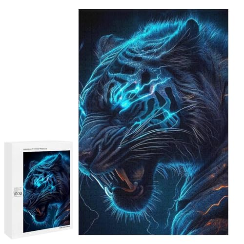 1000 teiliges Puzzle Der brüllende Tiger für Erwachsene Holzpuzzle anspruchsvolles Spiel (75 x 50 cm) von linghhiming