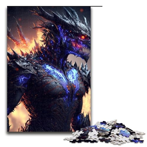 1000 teiliges Puzzle Drachen und Dämonen Puzzle für Erwachsene Holzpuzzle Familienspiele (75 x 50 cm) von linghhiming
