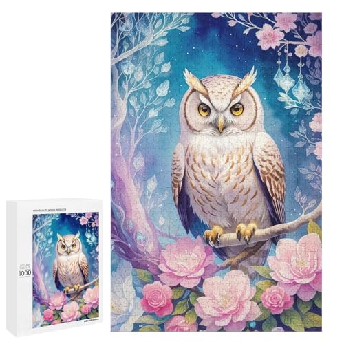 1000 teiliges Puzzle Eule in Blume für Erwachsene und Kinder Holzpuzzle pädagogisches Spielzeug zum Stressabbau (75 x 50 cm) von linghhiming