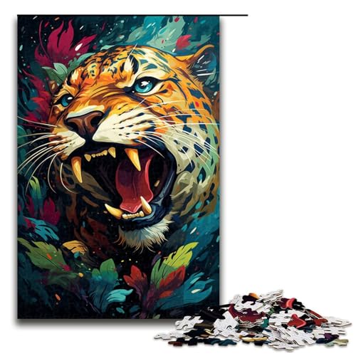 1000 teiliges Puzzle Gemälde eines Wilden Geparden Holzpuzzle Lernspiele Heimdekoration 1000 Teile (75 x 50 cm) von linghhiming