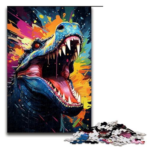 1000 teiliges Puzzle Gemälde eines Wilden Krokodils Holzpuzzle Lernspiele Heimdekoration 1000 Teile (75 x 50 cm) von linghhiming