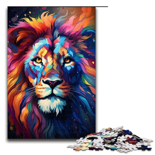 1000 teiliges Puzzle Gemälde eines bunten Löwen Holzpuzzle Lernspiele Heimdekoration 1000 Teile (75 x 50 cm) von linghhiming