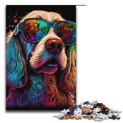 1000-teiliges Puzzle Golden Retriever-Puzzle für Erwachsene Papierpuzzle anspruchsvolles Spiel 1000 Teile (38 x 26 cm) von linghhiming