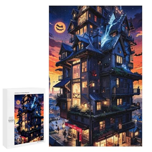 1000 teiliges Puzzle Halloween Karnevalstag Puzzle für Erwachsene und Kinder Holzpuzzle pädagogisches Spielzeug zum Stressabbau (75 x 50 cm) von linghhiming