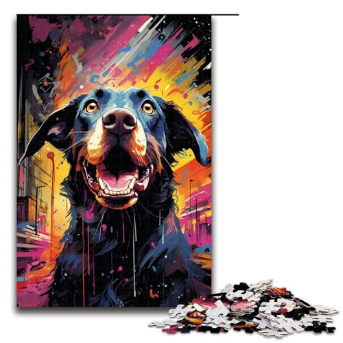 1000 teiliges Puzzle Hound's Colorful Psychedelic für Erwachsene und Kinder Holzpuzzle pädagogisches Spielzeug zum Stressabbau Puzzle 1000 Teile (75 x 50 cm) von linghhiming