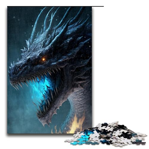 1000-teiliges Puzzle Kunst-Eisdrachen-Puzzle Holzpuzzle Lernspiele Heimdekoration 1000 Teile (75 x 50 cm) von linghhiming