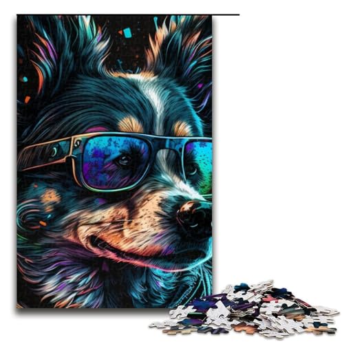 1000 teiliges Puzzle Kunst Hunde Puzzle für Erwachsene Holzpuzzle anspruchsvolles Spiel 1000 Teile (75 x 50 cm) von linghhiming