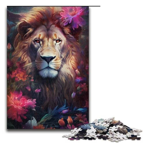 1000-teiliges Puzzle Kunst-Löwen-Puzzle für Erwachsene Holzpuzzle anspruchsvolles Spiel 1000 Teile (75 x 50 cm) von linghhiming