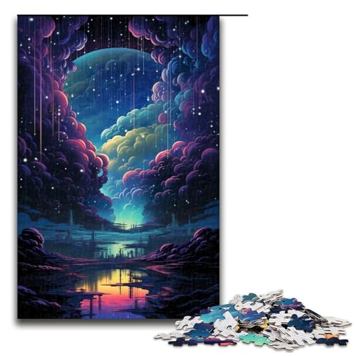 1000-teiliges Puzzle Kunst farbenfrohe Landschaften Holzpuzzle Lernspiele Heimdekoration 1000 Teile (75 x 50 cm) von linghhiming