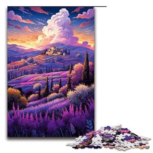 1000 teiliges Puzzle Lavendelfelder in der Provence Frankreich Holzpuzzle Lernspiele Heimdekoration 1000 Teile (75 x 50 cm) von linghhiming