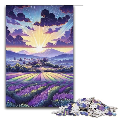 1000 teiliges Puzzle Lavendelfelder in der Provence Frankreich für Erwachsene unmögliches Puzzle zum Stressabbau für Teenager ab 14 Jahren 1000 Teile (38 x 26 cm) von linghhiming