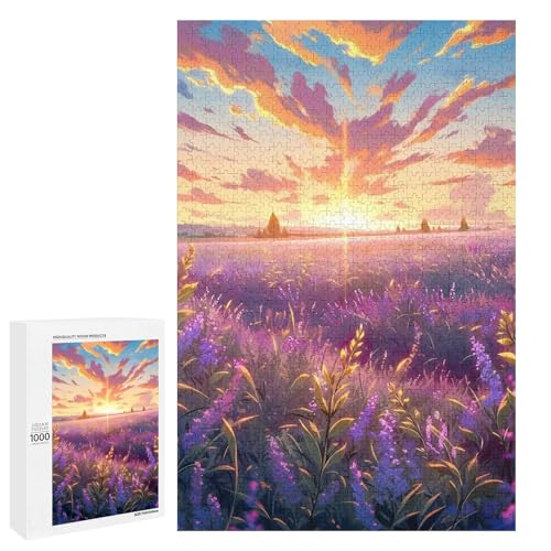 1000 teiliges Puzzle Lavendelgarten für Erwachsene Holzpuzzle anspruchsvolles Spiel (75 x 50 cm) von linghhiming