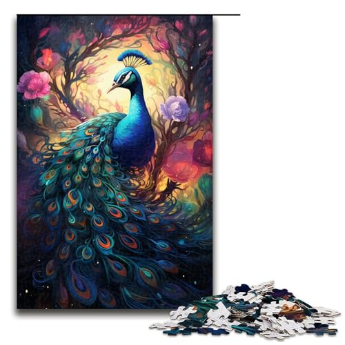 1000 teiliges Puzzle Lernspiele Bunte Psychedelia der Milchstraße Pfauen Puzzles für Erwachsene Holzpuzzle für Familienspaß und Spieleabende (Größe 75 x 50 cm) von linghhiming