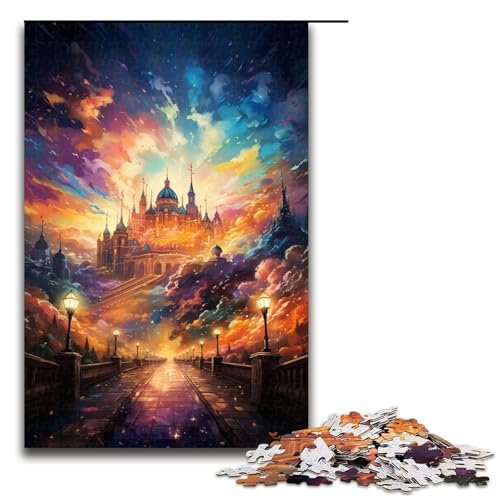1000 teiliges Puzzle Lernspiele Die farbenfrohe Psychedelie des Königspalastes in Madrid Puzzles für Erwachsene Holzpuzzle für Familienspaß und Spieleabend 75 x 50 cm von linghhiming